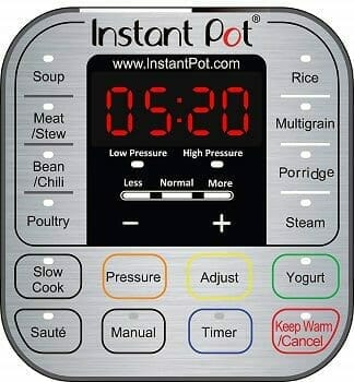Instant Pot DUO60 6 qt 7-in-1 Pressure Cooker settings
